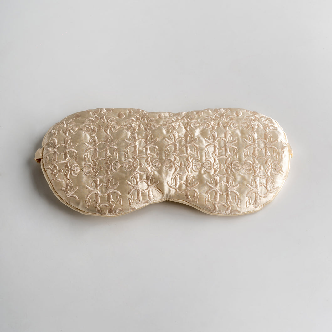 THE SARÉ | Embroidered Silk Sleep mask In Sand