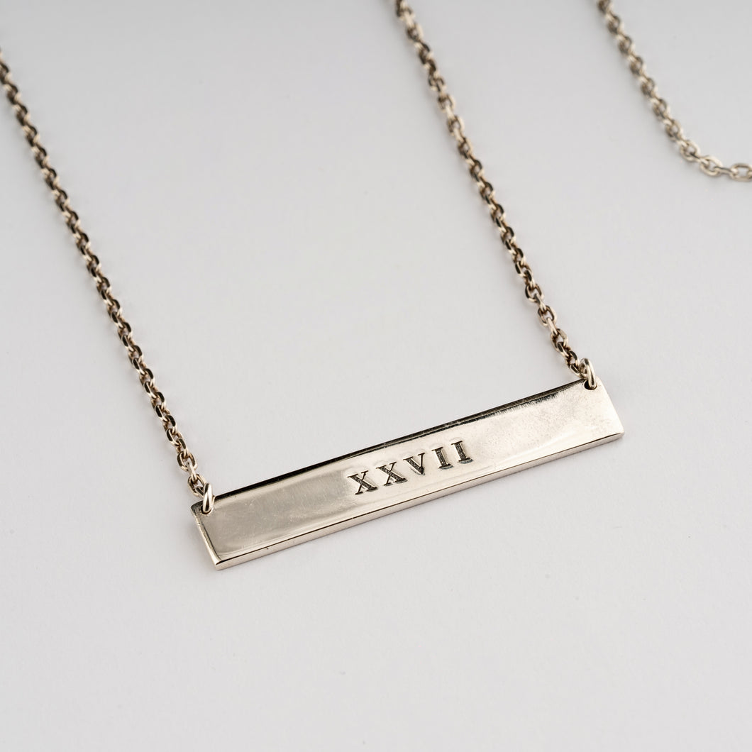 THE LEVY |  Flat Bar Pendant Chain Necklace In 925 Silver