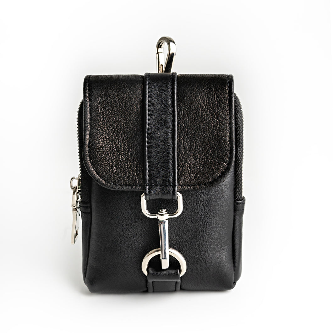 THE CILA | Soft Leather Accessories Pouch In Black