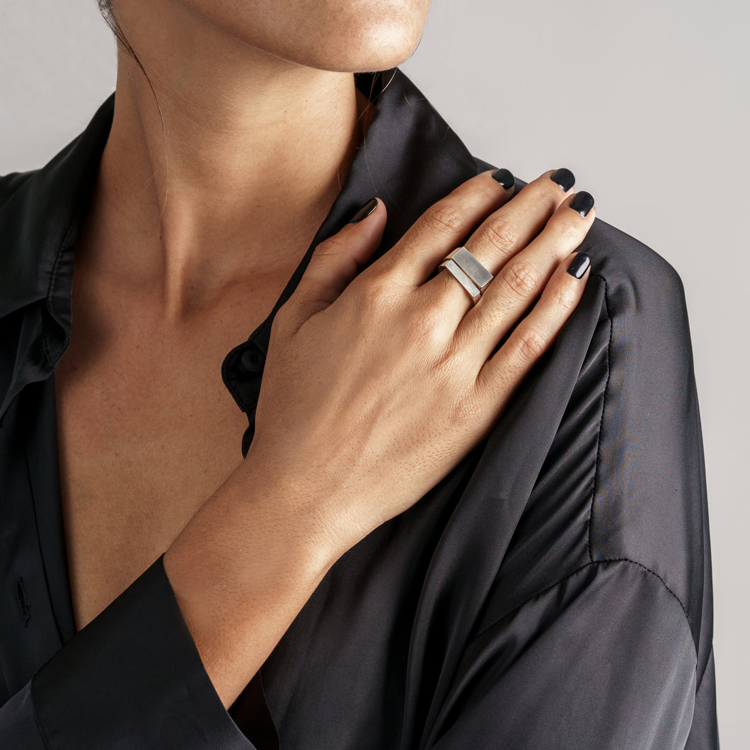 THE COURTNEY | Flat Top Thin Stacker Ring In 925 Silver