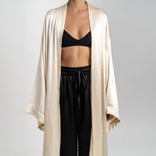 Load image into Gallery viewer, THE KAJE | Embroidered Italian Silk Kimono In Sand
