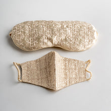 Load image into Gallery viewer, THE KESEH | Embroidered Silk Travel Face Mask In Sand
