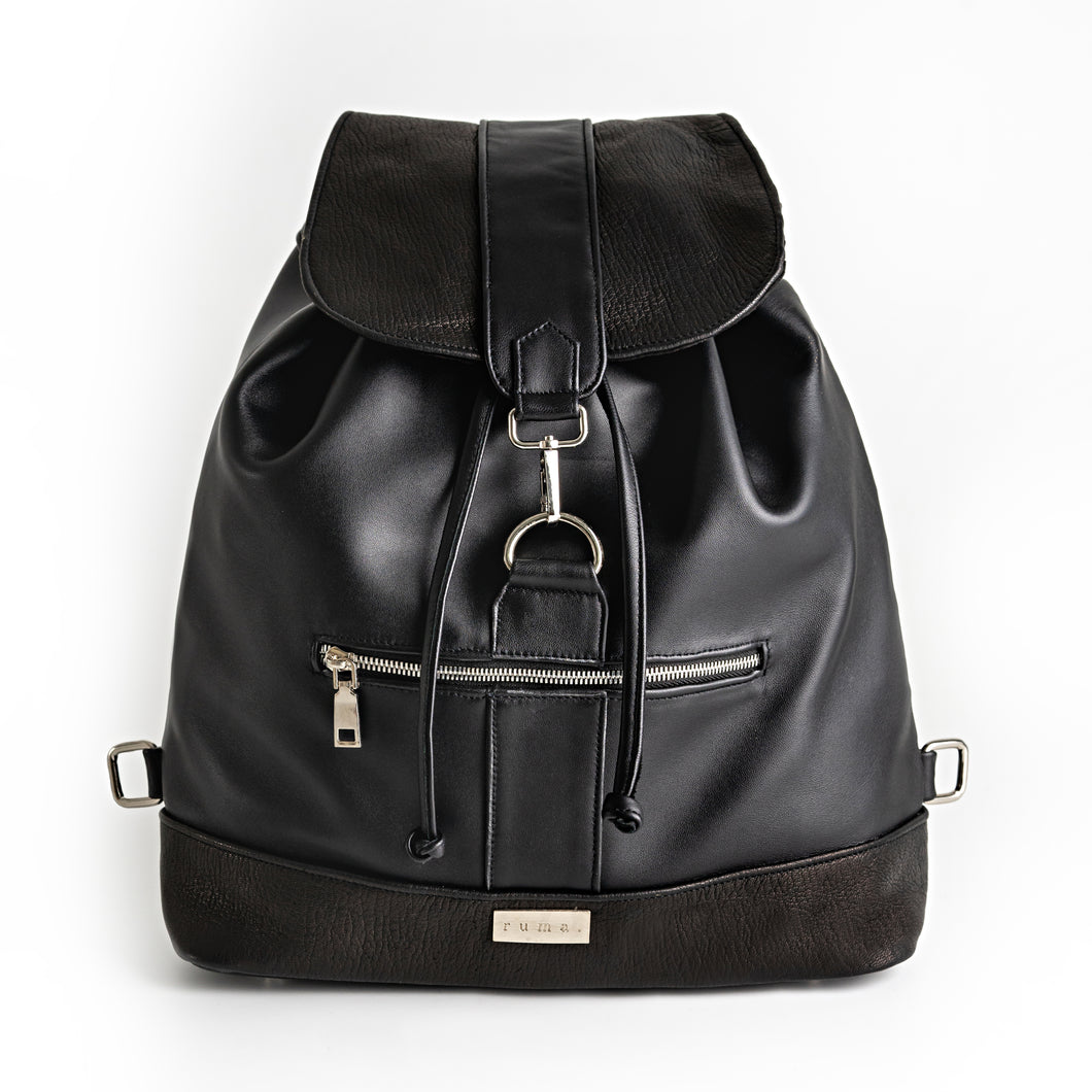 THE DUNIA | Soft Leather Backpack In Black