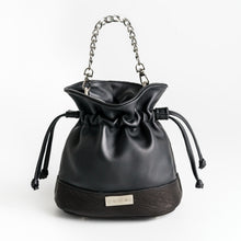 Charger l&#39;image dans la galerie, THE LUHU | Soft Leather Crossbody Bucket Bag In Black
