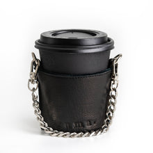 Cargar imagen en el visor de la galería, THE BAJU | Soft Leather Coffee Cup Sleeve In Black

