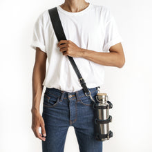 Load image into Gallery viewer, THE CAI | Soft Leather Water Bottle Holder In Black
