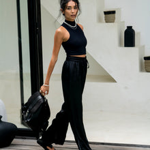 Load image into Gallery viewer, THE KAME | Italian Silk Lounge Pant In Midnight Black
